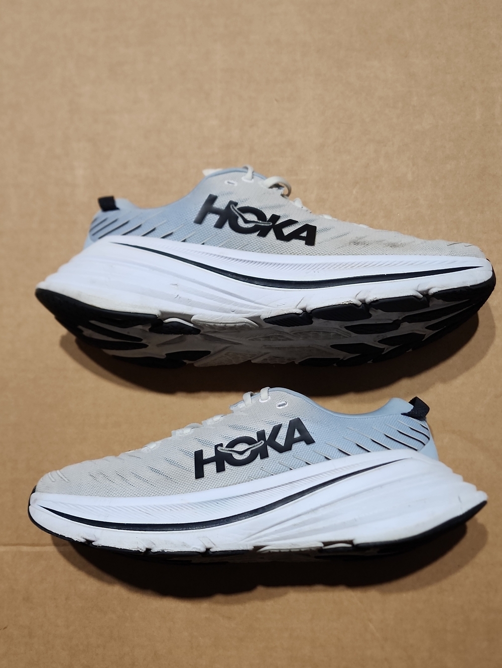 Hoka Men's Bondi X Blanc De Blanc Blue Fog Size 12D Gray/White